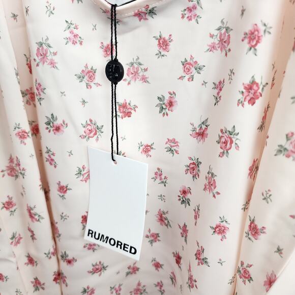 NEW Rumored Loverboy Pink Ditsy Floral Candied Carnation Satin Mini Dress Large - Picture 10 of 12